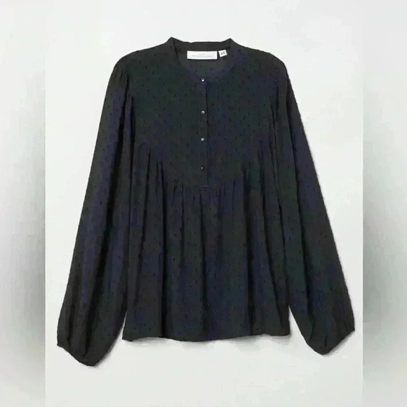 H&M Navy Polka Dot Blouse Size 14 - Picture 1 of 3
